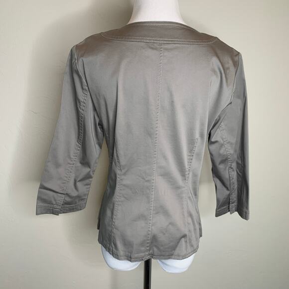 J Jill Khaki Green Jacket Blazer 8P Cotton Lady Jacket - Picture 2 of 9